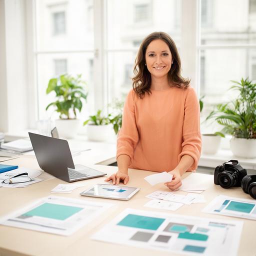 Dajana Kosi bei der Planung digitaler Inhalte in einem hellen Zürcher Redaktionsraum